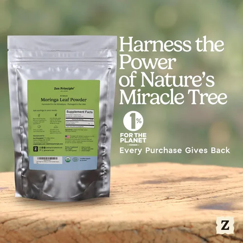 Miniatura 3 de Zen Polvo de hoja de moringa con principio orgánico, certificado por USDA, 1 libra