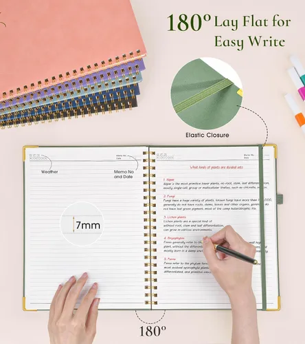 Miniatura 4 de Cuaderno en espiral de tapa dura de 8.5 x 11 pulgadas, cuadernos A4 grandes y bonitos para mujeres y hombres, cuaderno rayado a rayas