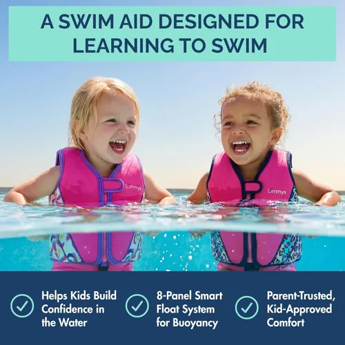 Miniatura 2 de Limmys Chaleco de natación para niños pequeños y niños, ayuda de natación de flotabilidad ajustable, certificado de seguridad CE, diseño galardonado