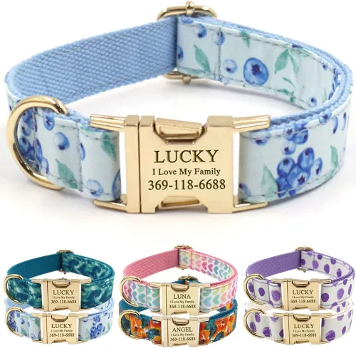 Miniatura 22 de PETDURO Collar Personalizado para Perro A cuadros Negro Blanco con Nombre y Teléfono Grabados en Hebilla de Metal Plateado para Perros Grandes