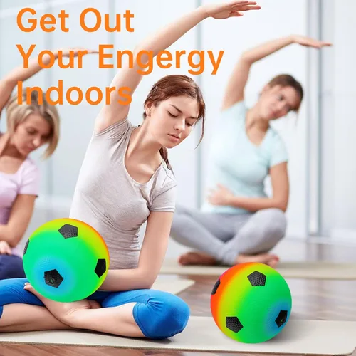 Miniatura 6 de Visen 4 bolas de arco iris para niños y adultos con 1 bomba de mano, bolas de goma coloridas de 8.5 pulgadas, pelotas inflables de varios