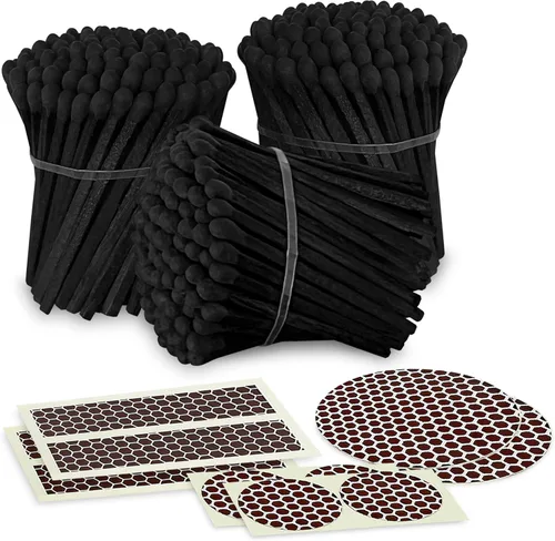 Thankful Greetings Cerillas de seguridad negras de 2 pulgadas | Juego de 300 fósforos artesanales a granel con calcomanías Bumble Striker Accesorios
