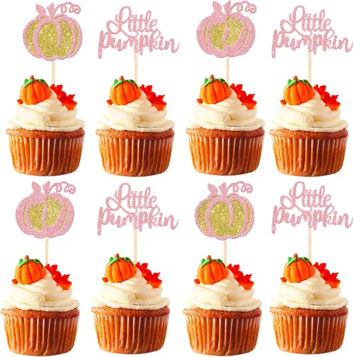 Miniatura 29 de Rsstarxi Paquete de 36 adornos para cupcakes de calabaza pequeña, revelación de género, baby shower, fiesta, decoración de tartas, calabaza