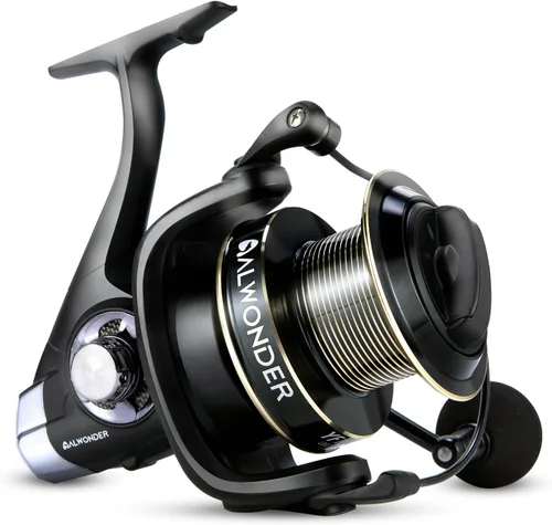 Alwonder Carrete giratorio de agua salada 10000/11000 carrete de pesca de surf grafito 13+1 acero inoxidable BBS 35LB Max Drag Heavy Duty Surf
