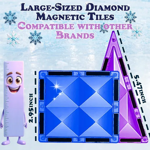 Miniatura 5 de Little Pi 102 piezas de bloques de construcción con azulejos magnéticos de castillo de princesa congelada - Bloques de diamante 3D, juguetes