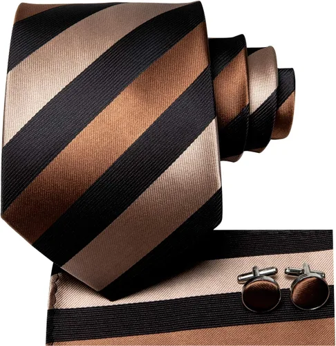 Miniatura 70 de Hi-Tie Corbata clásica de cachemira para hombre con pañuelo y gemelos a cuadros