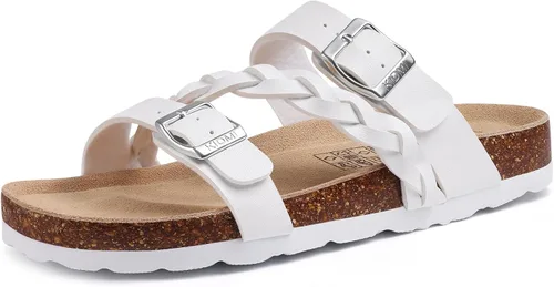 Miniatura 13 de KIDMI Sandalias con plantilla de corcho para mujer con soporte de arco, cómodas sandalias deslizantes con hebilla ajustable para el verano