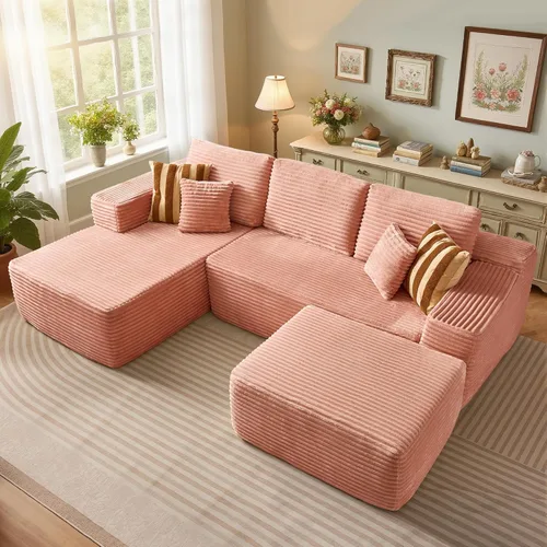 Miniatura 22 de 106" Cloud Boneless Couch with Chaise, L-Shape Deep Seat Sectional Couches, No Assembly Required, Convertible Modular Sleeper Sofa Bed, Living Room