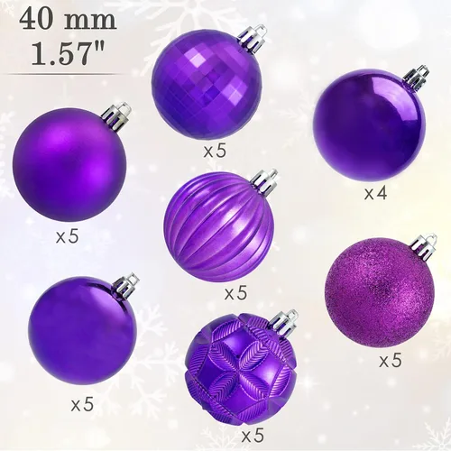 Miniatura 61 de AMS Esferas de Navidad de 2.36 pulgadas/60mm, 34 unidades, adornos grandes, decoraciones para fiestas, inastillables, colgantes festivos para Negro