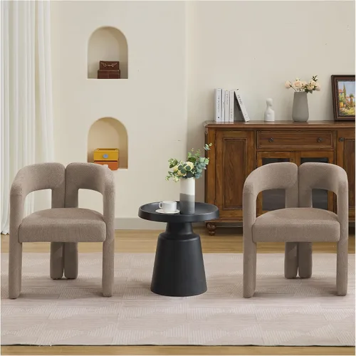 Miniatura 30 de adochr Modernas sillas de comedor de barril, silla de comedor tapizada de lino con patas de madera, sillas decorativas con brazos, cómodos sillones