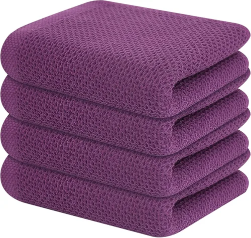 Miniatura 108 de Kitinjoy - Paños de cocina de 100 % algodón, tela de tejido gofrado, paño de limpieza ultrasuave, absorbente y de secado rápido. Gris Oscuro
