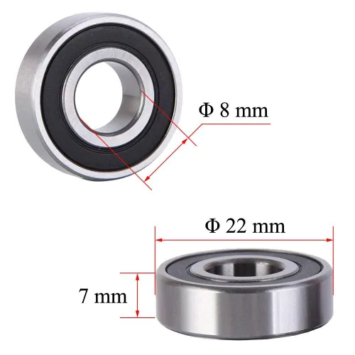 Miniatura 2 de 10 Pack Rodamientos de Bolas 608-RS – Rodamientos de bolas miniatura sellados con doble goma blindados con ranura profunda 608rs para patinetas