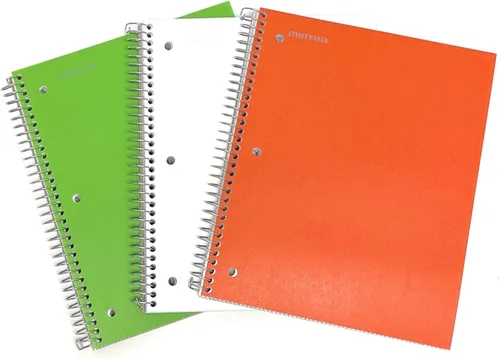 Miniatura 30 de Mintra Office Cuadernos de espiral duraderos, 3 materias (lavanda, verde salvia, salmón, rayas universitarias, paquete de 3)