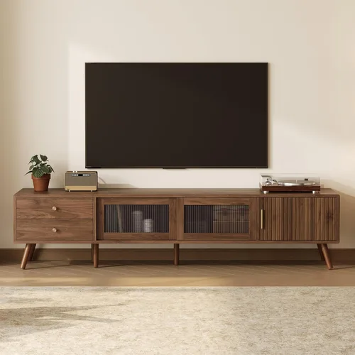 Miniatura 14 de Soporte de TV moderno de 70.8 pulgadas para televisores de hasta 80 pulgadas, centro de entretenimiento con 3 cajones y 2 gabinetes, diseño