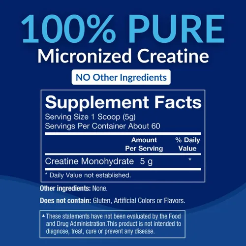 Miniatura 3 de BODYTECH Polvo de Monohidrato de Creatina 100% Puro - Micronizado para Máxima Absorción - Apoya la Fuerza Muscular y Potencia - Sin Sabor