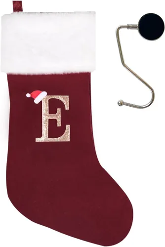 Miniatura 22 de Medias de Navidad de 20 pulgadas con monograma, letras, medias súper suaves grandes de Navidad, medias de monograma rojo para Navidad, regalo