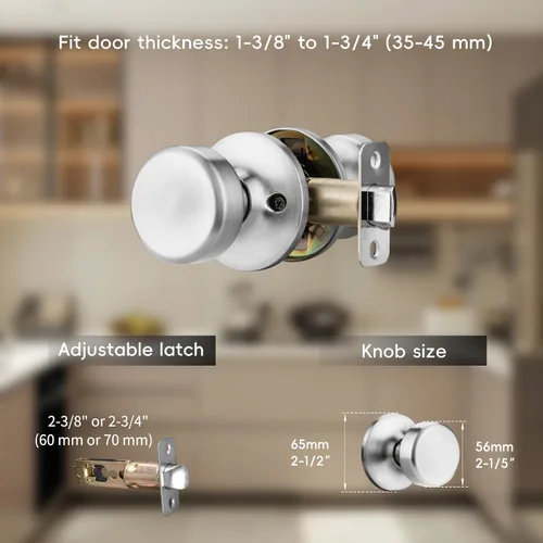 Miniatura 3 de Pomos de puerta de níquel cepillado, pomo de puerta Pismo con cerradura, manijas de puerta de privacidad interiores para baño y cama