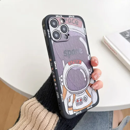 Miniatura 31 de Yonds Queen para iPhone 7 Plus / 8 Plus, linda funda con diseño de astronauta de dibujos animados, elegante parachoques de TPU suave, protectora