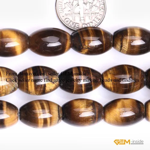 Miniatura 2 de GEM-insid - Cuentas sueltas de ojo de tigre, cuentas sueltas de energía natural para hacer joyas, 0.394 x 0.551 in, Olivary de 15 pulgadas