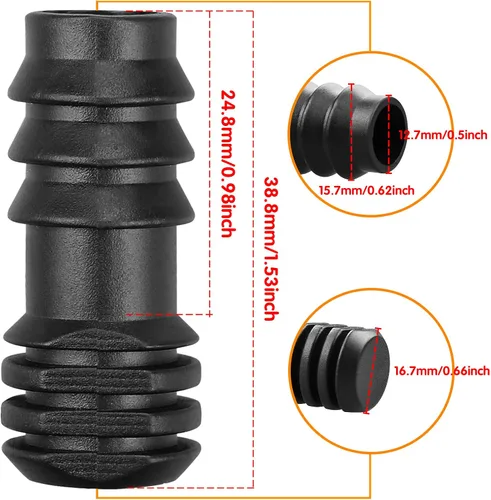 Miniatura 4 de Enchufe de extremo de riego por goteo de 1/2 pulgada, 12 accesorios de riego de tapa de extremo de púas para tubos de riego de 1/2 pulgada
