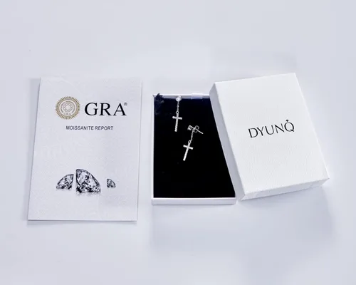 Miniatura 5 de DYUNQ Aretes de moissanita, aretes largos de diamantes creados en laboratorio, aretes colgantes de plata de ley 925, hipoalergénicos, chapados