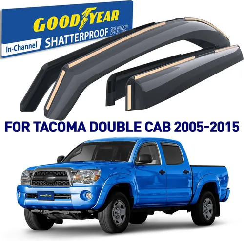 Miniatura 2 de Goodyear Deflectores de ventana inastillables en el canal para camiones, Toyota Tacoma 2005-2015, doble cabina, protectores de lluvia, viseras