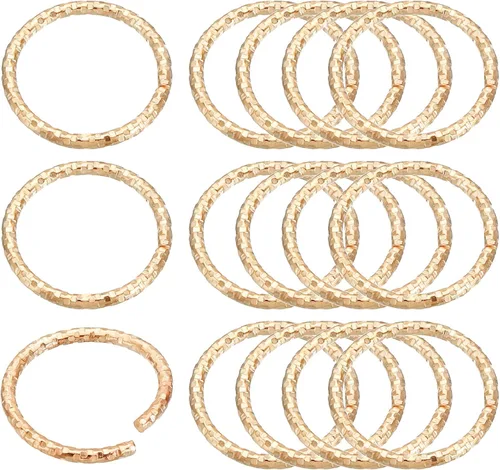 Miniatura 9 de PATIKIL Anillo con dije de copa de vino de 0.05 x 0.59 pulgadas, paquete de 100 aretes de metal con cuentas trenzadas, anillos abiertos, dorado