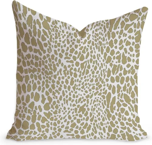 Miniatura 25 de Funda de cojín decorativa con estampado de guepardo verde peridoto para sofá, funda de almohada verde crema con estampado de leopardo con A-16