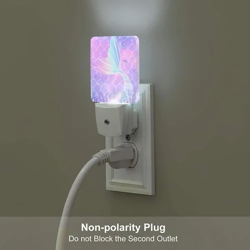 Miniatura 2 de Luz nocturna LED de 2 piezas, luz nocturna de sirena, linda lámpara enchufable, luces nocturnas LED con sensor de atardecer a amanecer, lámpara