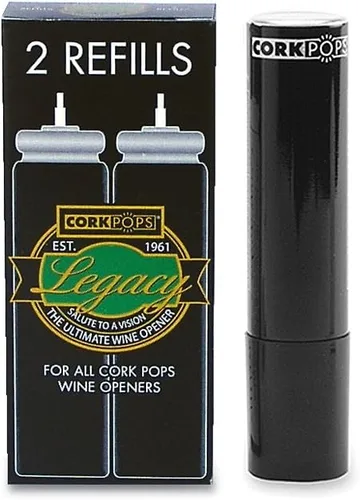 Cork Pops Cartuchos de repuesto para abrebotellas de vino, 2 por caja, ecológicos de baja presión, se adapta a todos los modelos Cork Pops abre de