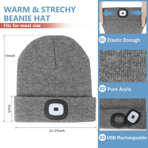 Miniatura 3 de Deilin Gorro unisex con la luz, regalos para chicos, gorro LED con linterna recargable de luz