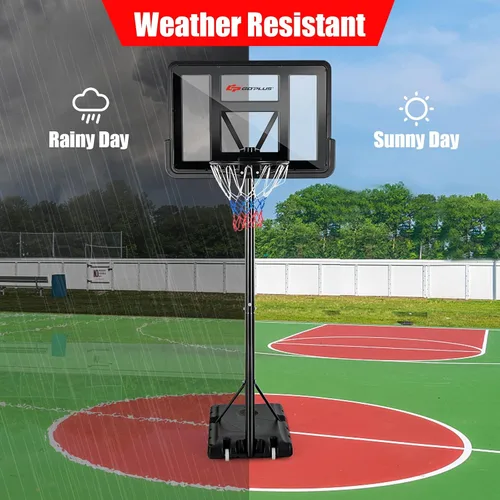 Miniatura 8 de Goplus Aro de baloncesto portátil, portería de baloncesto ajustable de altura de 10 pies con tablero trasero inastillable de 44 pulgadas, soporte