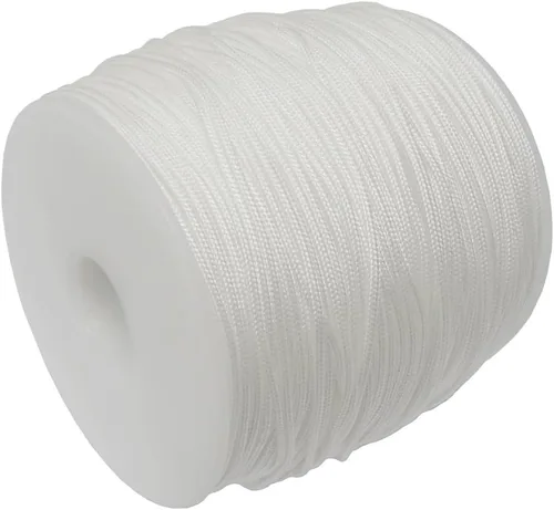 Miniatura 3 de Y-Axis Rollo de 150 yardas de nailon trenzado blanco claro de 0.039 in con 6 pomos de cuerda de madera blanca + cinta suave