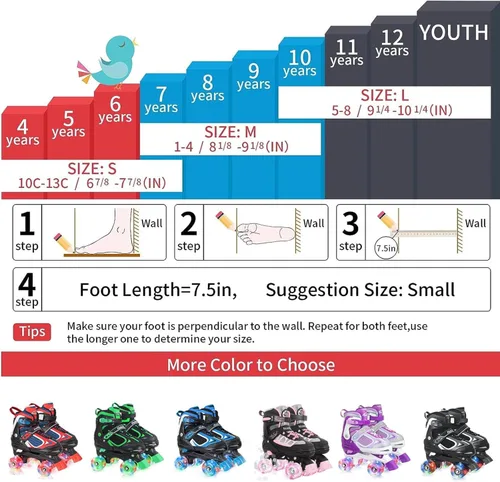 Miniatura 5 de Nattork - Patines de ruedas para niños y niñas, 4 tamaños, patines ajustables con ruedas iluminadas, divertidos patines para niños pequeños, Azul