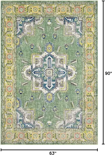 Miniatura 2 de Mark&Day - Alfombra tradicional Gonesse de 5 x 7 pies, alfombra verde y amarilla para sala de estar, dormitorio o cocina