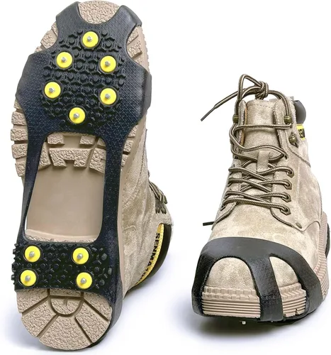 Empuñaduras de hielo y nieve para zapatos y botas, pinchos extraíbles para zapatos de nieve, agarres antideslizantes para escalar, senderismo,