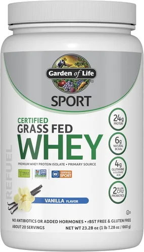 Suplemento Dietario deportivo Garden of Life: Polvo de proteína de suero de leche, obtenido de ganado con alimentación de pastura certificada, 1, 1