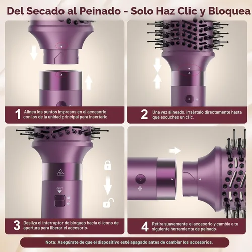 Miniatura 9 de Mythsight StyleVibe 6-en-1 estilista de aire, secador de pelo y cepillo secador de pelo con estuche de viaje - Rulos de enrollado automático (L/R)