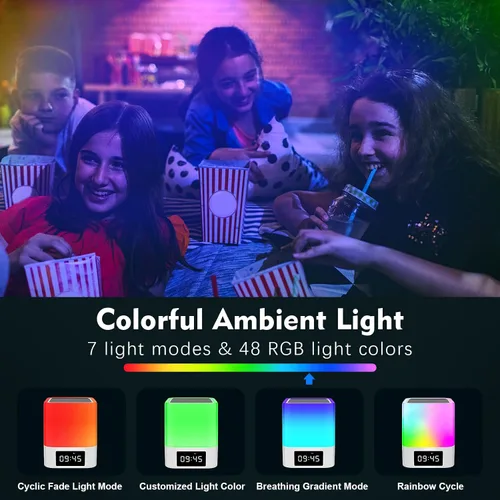 Miniatura 4 de Luz Nocturna Altavoz Bluetooth, Regalos para Niños de 10 11 12 13 14 15 Años Adolescentes Niñas, Reloj de Alarma Dual Todo en Uno, Lámpara de Noche