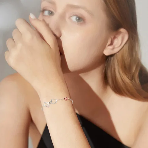 Miniatura 4 de Palpitate Pulsera Sister Infinity de plata de ley para mujer, joyería con piedra natal
