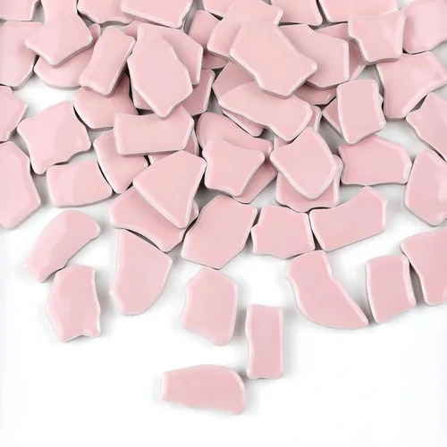 Miniatura 6 de PINUO&KE Azulejo de mosaico de cerámica irregular con pegamento de 0.99 libras para adultos y niños, hecho a mano, para baño, cocina, decoración