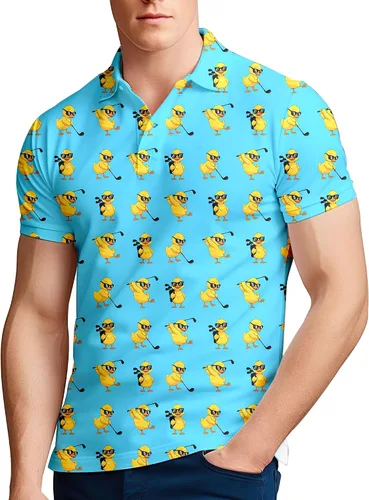 Miniatura 18 de Camisa de golf de los años 80 para hombre, ajuste seco, manga corta, estampada, divertidas, camisas de golf de los años 90 para hombre