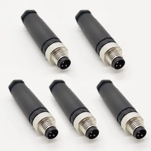 5 unids M8 3 Pin Macho Conector Macho, 0.315 in A Código Industrial Circular Conector Conjunto de Campo Sensor Cable IP67 Tipo Recto Adaptador Sin