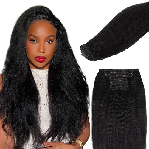 Miniatura 67 de Lashey - Extensiones de cabello con clip sin costuras, de cabello humano real, 7 unidades, 110 g, 14 pulgadas, color negro natural, lacio