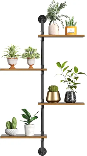 YQSLYSF Soporte de esquina de metal de madera de 4 niveles, estante flotante para decoración de jardín interior (lote de hasta 8 pulgadas)