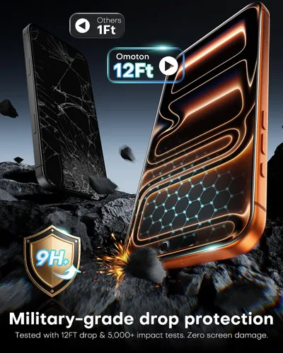 Miniatura 4 de OMOTON Protector de pantalla de privacidad para iPhone 17 Pro Max [Instalación de alineación automática], vidrio templado con dureza 9H+ y grado