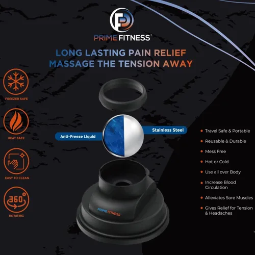 Miniatura 6 de PRIME Fitness Bola de masaje montada en la pared Terapia de frío Masajeador de espalda Cryo Stick Alivia el dolor muscular (masajeador 360)