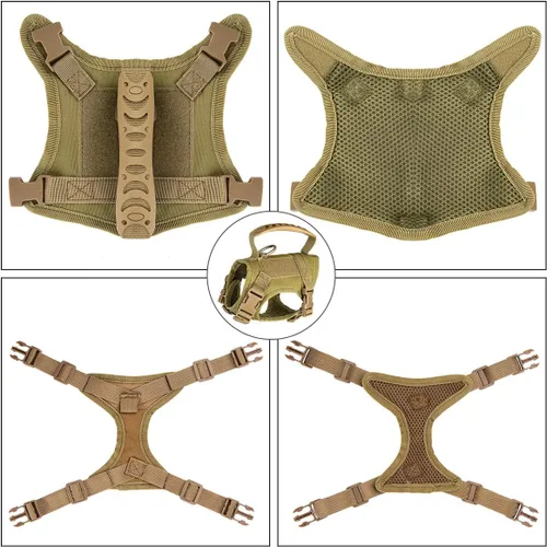 Miniatura 7 de Chaleco táctico de nailon ajustable para perro, cómodo chaleco acolchado de malla con hebilla de liberación rápida y mango de goma para perros