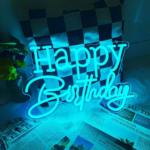 Miniatura 4 de Letrero de neón LED azul hielo para decoración de pared, fiesta, dormitorio, habitación, hogar, cumpleaños, decoración de Navidad, regalo de Azul