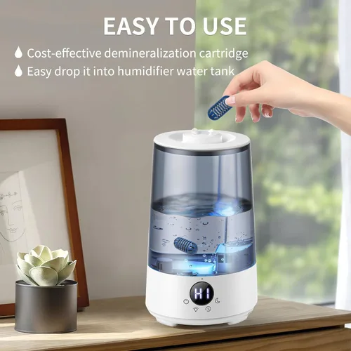 Miniatura 5 de Paquete de 12 cartuchos de desmineralización para humidificador compatible con HoMedics Total-Comfort, tabletas de desmineralización y filtro
